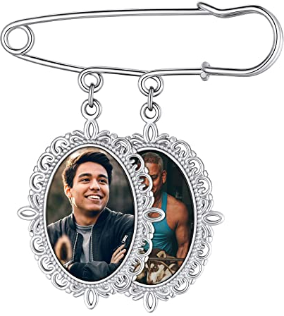 Custom4U Personalisierte Foto Brosche mit Bild für Memorial Anhänger Brautstrauß Edelstahl 3x Oval Broschen & Anstecknadeln für Damen Herren Modeschmuck für Hochzeit Weihnachten Geburtstag
