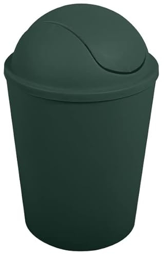 MSV MS4965 Papelera DE PLASTICO, Cubo DE Basura Redondo con Tapa OSCILANTE AKO 5,5L AZAFRAN, Verde