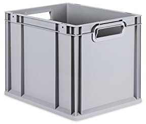 PROREGAL Eurobox NextGen Grip | HxBxT 32x30x40cm | 30 Liter | Griffe offen | Grau | Eurobehälter, Transportbox, Transportbehälter, Stapelbehälter