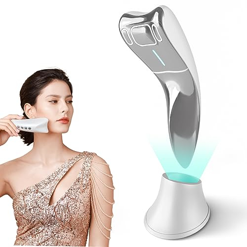Ms.W Radiofrequenz Gerät Gesicht Massagegerät, EMS Gesicht Massagegerät Elektrisch Skin Care Tools, Anti Aging Falten Guasha Gerät, Kalt und Heiß Gesichtsmassagegerät RF Vibration Ion für Anti Falten