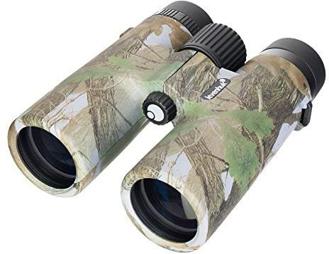 Levenhuk Camo Grass 10x42 – Prismáticos Potentes Resistentes al Agua, con Retícula y Escala Telemétrica para Medir Distancias con Facilidad
