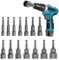 Nizirioo Stecknuss Set Stecknuss Adapter: 14 Stück 6-19mm Steckschlüssel Set, Kohlenstoffstahl Sockeladapter Hex Bohrer Bitsatz für Bohrer Akkuschrauber Werkzeug, Chrom Vanadium Stahl