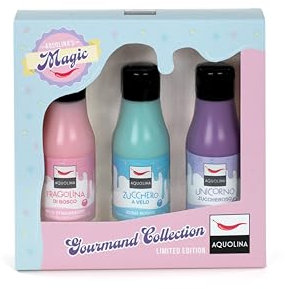 Aquolina Best Sellers Set, feuchtigkeitsspendendes Duschgel mit Walderdbeere, Puderzucker und zuckersüßem Einhorn - 3 Produkte zu je 125 ml