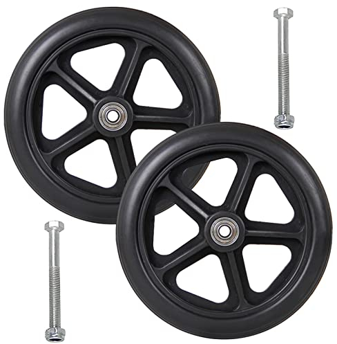 ANSNOW Rollstuhl-Ersatzrollenräder, Rollstuhl-Vorderräder Ersatz 6 Zoll, 7 Zoll, 8 Zoll, 2 Kräftige Massive Schwarze Rollen, 5/16-Zoll-Lager, Verschleißfest Und Rutschfest, Für Gehhilfe/Schwarz/7 Zo