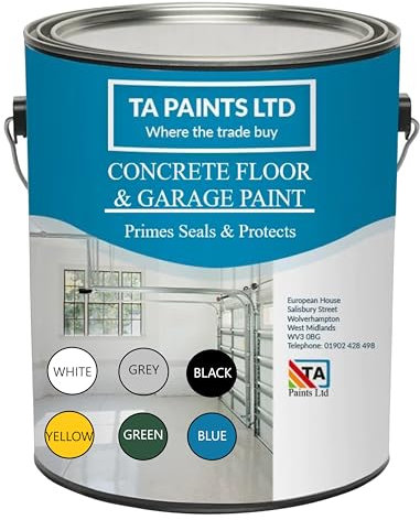 T A Paints Ltd Universal Floor Paint - Hardwearing Industrial Floor Coating - Suitable for Metal, Wood, Concrete & Brick - Ideal for Garages & Factories (5 Litres, Black)