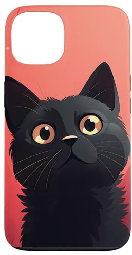 Funny Cat Art Hülle für iPhone 13, Katzengrafik, Hochleistungsschutz, Grau, Glänzend, Polycarbonat & Thermoplastisches Polyurethan, Hülle