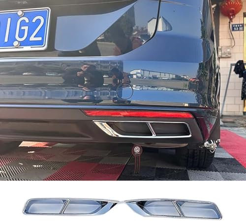 MYMOMS 2 Stück Heckstoßstangen-Zierstreifen Auspuff Chrom Helle Streifen Stoßstange Dekoratives ABS-Zubehör für VW Passat B8.5 2020 2021 2022 2023,Silver