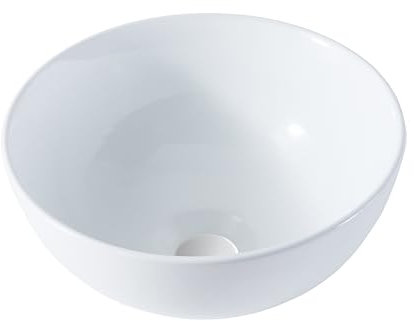 VCCUCINE - Fregadero de baño pequeño, fregadero de recipiente blanco, fregadero redondo de baño de 11 x 11 pulgadas, moderno lavabo de cerámica blanca sobre mostrador, lavabo artístico