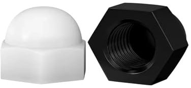 DIN1587 Schwarzweiß-Nylonmutter Kunststoff-Überwurfmuttern Dekorative Eichelmutter M3-M20(White,M5 (50Pcs))