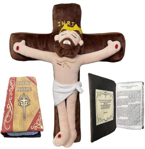 KUKUShining Mein Freund Jesus Plüschtier Religiöser Erlöser Jesus Gefüllte Plüschpuppe Spielzeug Kreuz Bibel Jesus for Bildung Ostern Geschichtenerzählen