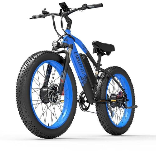 LANKELEISI MG740 Plus E-Bike mit Doppelmotor Fatbike 26 Zoll für Herren und Damen, 7 Gang E-Fahrrad mit 48V 20Ah Wechselakku, Reichweite bis zu 150 Km