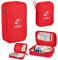 2 Stück Große & Klein Medikamententasche Reise, 14 x 11cm/21 x 13cm Reiseapotheke Tasche Wasserdicht, Tragbar Medizin Aufbewahrungstasche Rot, Medikament Tasche für Zu Hause, Auf Reisen