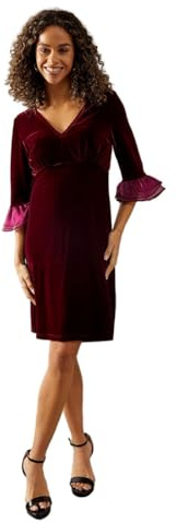 Wallis Occasion Velvet Pleated Cuff Mini Dress, 12, Wine