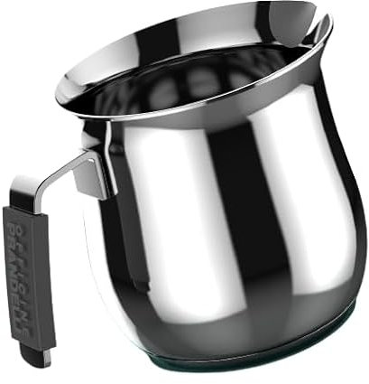Lattiera Tazze 4, Linea Dolcevita, 400 ML, Acciaio Inox 18/10 ad induzione* con manico in silicone antiscotto, Officine Prandelli (Per induzione controllare descrizione)