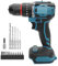 Brushless Cordless Power Drill 18V,Compatible with Makita 18V BL1830,Electric Screwdriver Drill with 16pcs Accessories,80Nm,2 Speed,LED Work Light