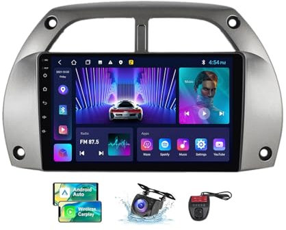 ZZPHKK Android 13 Car Radio Stereo 2 DIN für Toyota RAV4 CA20W XA20 2000-2003 mit Carplay Android Auto GPS Navigation 9 Zoll FM RDS DAB+ Auto Radio Player mit Bluetooth 5.0/SWC/Kamera+DVR(NF-2)