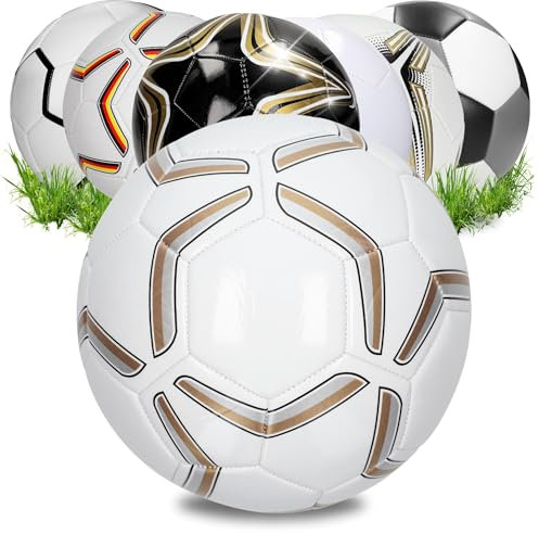 Fußball 'Strike - Ball für Kinder & Erwachsene als Geschenk - Größe 5 perfekt zum Tore schießen - Sportball für das Training Indoor & Outdoor - Perfekter Soccer Ball, Farbe:weiß/gold