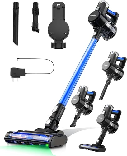 KEPLIN Cordless Vacuum Cleaner – Speed Suction with Easy Reach Bendable Wand – LED Display – Stick Hoover – Pet Hair – Carpet & Hard Floor Clean (250W)- 1 Year Warranty