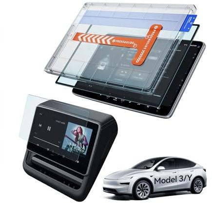 LANTU 2 Pièces 15,4 + 8 Film Protecteur pour Tesla Model 3 2024-2026 Et Model Y 2025, Verre Trempé 9H Mat Antireflet Avant Et Arrière avec Kit d’Installation