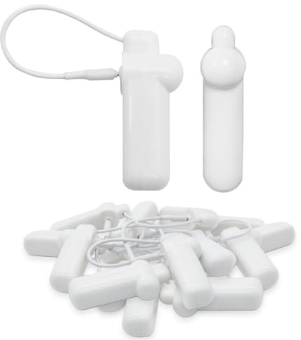 SECUREYVILL Lot de 100 mini étiquettes de sécurité rigides RF 8,2 MHz avec cordon, compatible avec les systèmes RF EAS pour vêtements, chaussures et sacs