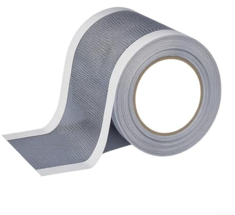 Cinta de reparación de pantalla fuerte para paneles de ventanas y puertas correderas, fijación rápida y fácil para malla de fibra de vidrio, arañazos de mascotas, color gris, rollo de 16.4 pies (2