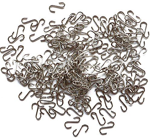 YEJI 100 Stück Mini-Haken, S-förmig, Drahthaken mit Aufbewahrungsbox für Bastelarbeiten, Schmuck, Schlüsselanhänger, Anhänger, silberfarben, 100 Stück