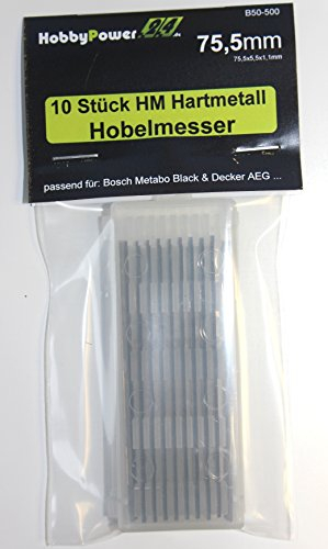 10 Stück HM Hartmetall Wendemesser/Hobelmesser 75,5x5,5x1,1 Passend für Black&Decker B&D / DN750 / BD750 / DN 750 / BD 750