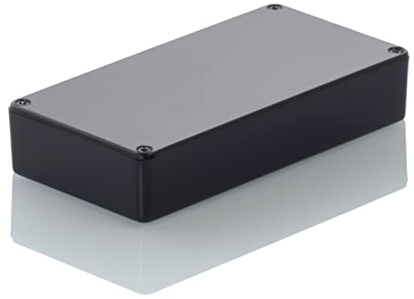 HeiGroup - T4 ABS Kunststoffgehäuse mit Deckel, Mehrzweckgehäuse, Modulgehäuse, (LxBxH) 111 x 57 x 22 mm, Schwarz - Poliert