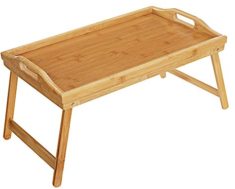 Decopatent Betttablett aus Bambus mit ausklappbaren Beinen - Frühstückstablett fürs Bett/Serviertablett/Betttablett
