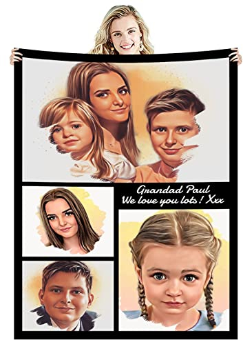 Zmkar Personalisierte benutzerdefinierte Bild Kuscheldecke mit Foto Name Text,für Erwachsene Kleinkinder Haustier Geburtstag Vatertag Muttertag Weihnachten Geschenk Souvenirs (120x160cm, 4 Fotos)