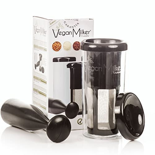 Vegan Milker BLACK, filtro colador multifuncional -leche vegetal casera, burmese tofu, etc. Máxima emulsión. 1 litro en 1 minuto. Ebook recetas. Fabricado en España.