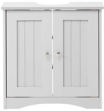 Timber Art Design UK Bathroom Sink Cabinet Bathroom Storage Cabinet Floor Under Basin with 2 Internal Shelves Freestanding Vanity Storage Cupboard Organiser Furniture, White (60 x 60 x 30 cm)