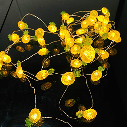 Riaxuebiy 4m 40 LED Ananas Fee Lichterketten Wasserdichte Batteriebetrieben 8 Modi mit Fernbedienung Timer für Hochzeitsfeier Festival Innen Draussen (Ananas, Batterie)