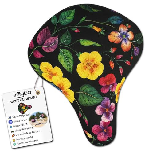 millybo Fahrradsattel Sattelbezug Fahrrad Sattelüberzug Sattel-Überzug Blumenmuster Blumen (912.002)