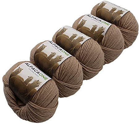 5-Pack Alpaka Wolle Champagner Beige hellbraun 100% Baby Alpaka 5x50g
