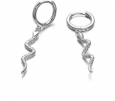 Vogem Silber Chunky Gebogene Schlange Loop Ohrringe für Damen Statement Ohrtropfen Ohrringe Antiallergener Modeschmuck