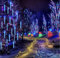 LEEMASING 192 LED Solarleuchten Meteor Dusche Regenbaum Lichterkette für Garten, Hochzeit, Party, Weihnachten, Xmas Dekoration, Outdoor (Blau)