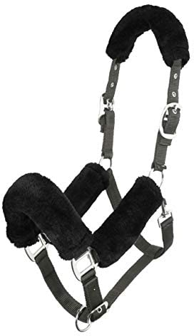 LeMieux Comfort Halfter für Pferde - Schwarz/Grau - Weiches Fleecefutter - Verstellbar & Strapazierfähig - X Full