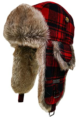 Alkaidstar Unisex Fliegermütze Rib Wolle Bomber Aviator Pilot Hat Faux Fellmütze Winter Russische Mütze Herren Bomber Hut Fliegermütze Erwachsenen Wintermütze Ohrenschützer