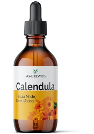 Vonderweid - Calendula Tintura Madre Analcolica | Estratto Glicerico Totale Alta Concentrazione | Integratore Ciclo Mestruale e Pelle | Calendula Gocce | Estrazione Ultrasuoni | Alcool Free | 100 ml