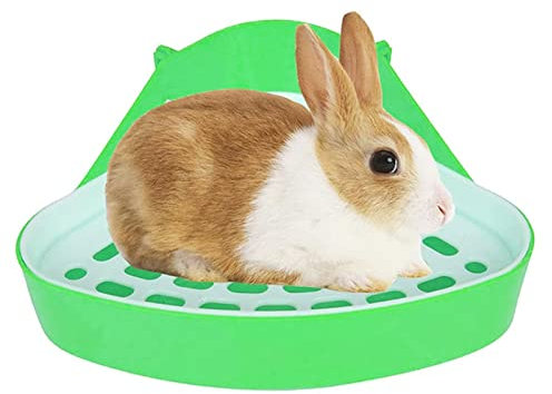 Mandeep Boîte à Litière de Lapin Nain Bac à Litiere Toilette d'angle Rongeur pour Petits Animaux Hamster Facile à Nettoyer