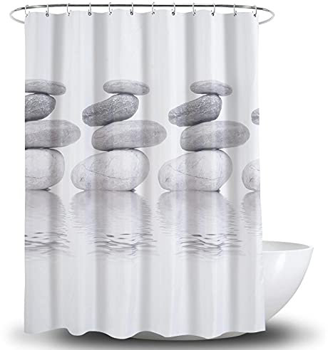 Jianghu Art Rideau de Salle de Bain imperméable Style Galet Décoration de Douche en Tissu Polyester Rideaux de Douche imperméables 90x200cm / 35x79in (WxH)