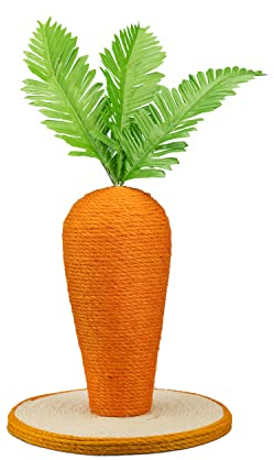 AQPET Rascador Carrot Zanahoria 30 cm con caseta para Gatos, árbol Parque de Juegos, Tira de arañazos para Gato, Naranja