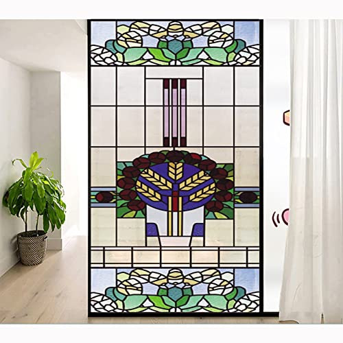 Siunwdiy Bunt Milchglasfolie Selbstklebend Sichtschutz Fensterfolie,Statisch Haftend Dekorfolie,ohne Klebstoff Wiederverwendbar zum Bad Duschwand,Translucent d,40x100cm