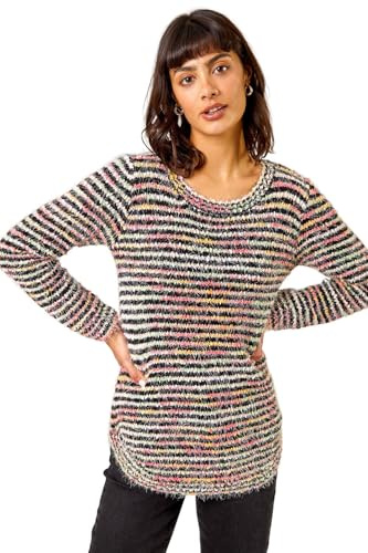Roman Fluffy Yarn Jumper for Women UK Ladies Thick Sweater Warm Cosy Chunky Knitted Pullover Winter Furry Casual Smart Textured Everyday Cuddly Soft Knitwear