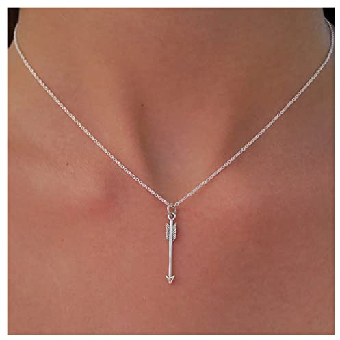 Inilbran Boho Pfeil Anhänger Halskette - Silber Choker Vintage Amor Minimal Schmuck für Frauen und Mädchen