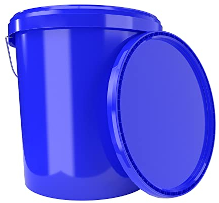 Bucket with Lid 16 Litres Blue Food Safe Airtight and Stable Empty Bucket with Handle and Closure Lid for Food Chemistry Wall Paint Washing Powder Adhesives Suitable