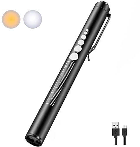 LEKIA Pupillenleuchte Medizin, Diagnostikleuchte Krankenschwester Rettungsdienst Zubehör mit Pupillenmessgerät und Lineal, Aufladbar USB LED Stiftlampe für Krankenschwester Studentische Ärzte