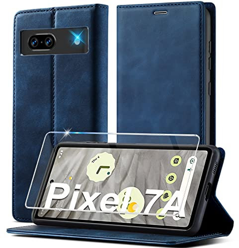 Handyhülle für Google Pixel 7a Hülle Leder [Mit Pixel 7a Schutzfolie] für Google Pixel 7a 5G Hülle Klappbar Leder Flip Wallet Stoßfeste Case Schutzhülle Klapphülle für Google Pixel 7a 5G Hülle Holster