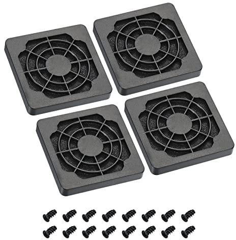 PATIKIL 50mm Cooling Fan Filter with Screw, 4 Pack ABS Ventilator Grill Protector Guard for Fan Protective Cover DIY, Black